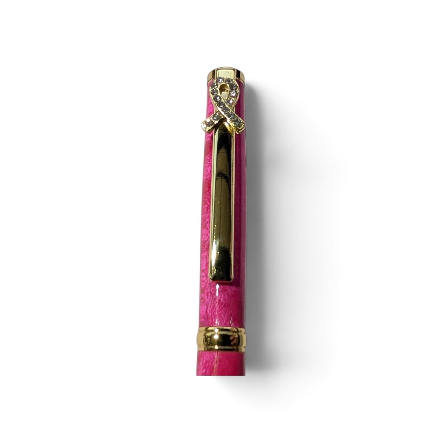 Breast Cancer Awareness Handmade Pen | Bright Pink Stabilized Curly Maple